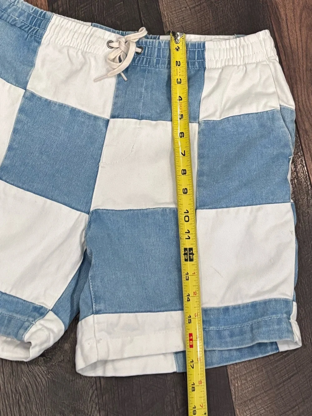 PacSun Blue and White Checkerboard Men’s Shorts in size Medium